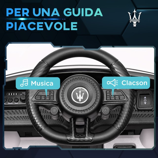 AIYAPLAY  Παιδικό Αυτοκίνητο 12V Maserati Gran Turismo Folgore με Τηλεχειριστήριο, Ηλικίες 3-5 Ετών, Λευκό  370-345V90WT