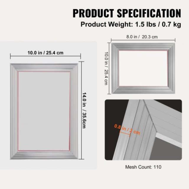 Σετ Μεταξοτυπίας VEVOR με Πλαίσια 8x10/10x14in 110 Mesh 2τμχ  SYKJZHCCG21109HX0V0