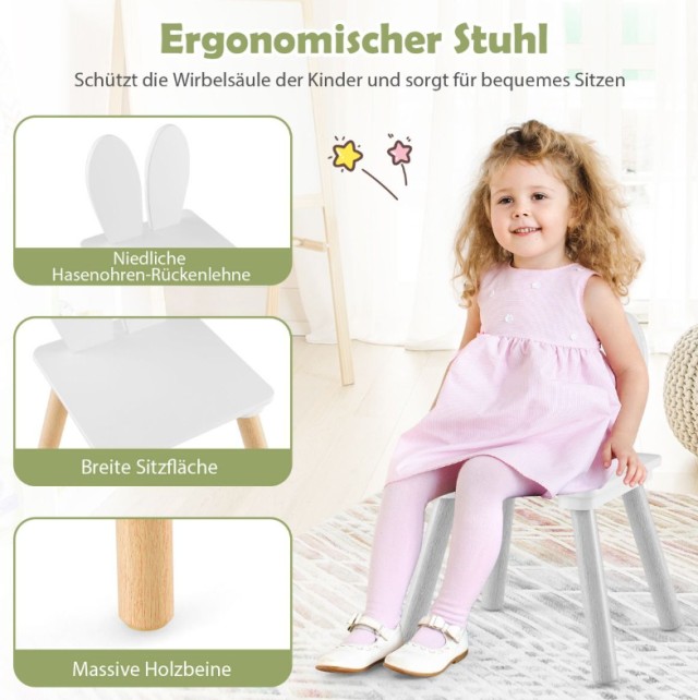 Σετ Παιδικό Τραπέζι με 2 Καρέκλες Λευκό HY10103WH Costway