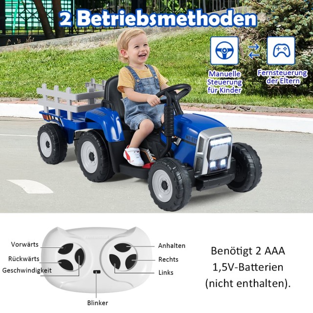 Costway Παιδικός Τρακτέρ με Αποσπώμενο Τρέιλερ 136,5 x 50 x 52,5 εκ...