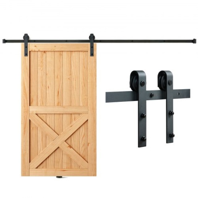 Σετ Συρόμενης Πόρτας VEVOR 8FT, Αντοχή 330LBS, για Πόρτα 3.7-4.3FT και Πάχος 1.3-1.8, Αθόρυβη Τροχαλία (Σχήμα J)  GCYMWJTJHS8FCZEIRV0