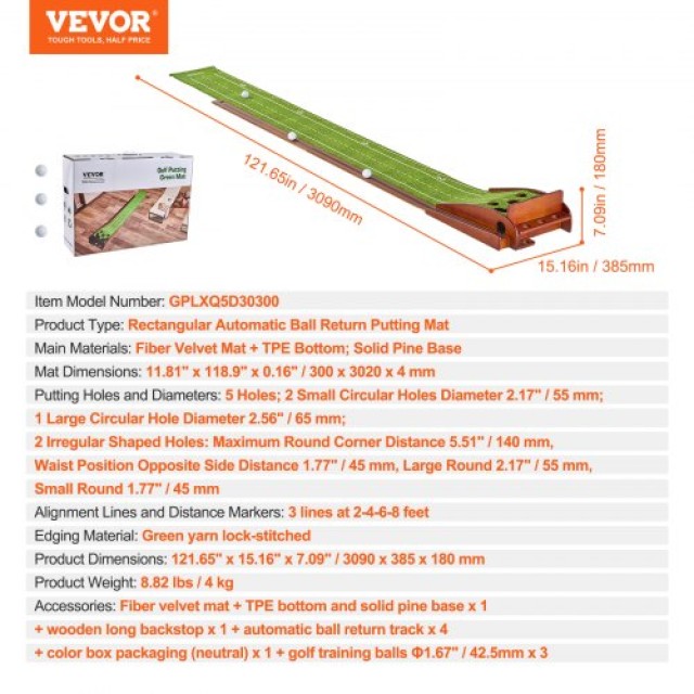 VEVOR 5 Οπών Πράσινο Στρώμα Γκολφ για Εσωτερική Προπόνηση  ZFXKZDHQ...