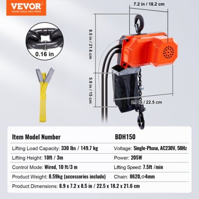 Ηλεκτρικός Γερανός VEVOR 150 kg, 3 m Ανύψωση  DDHLHLCS1MDD1GROEV2