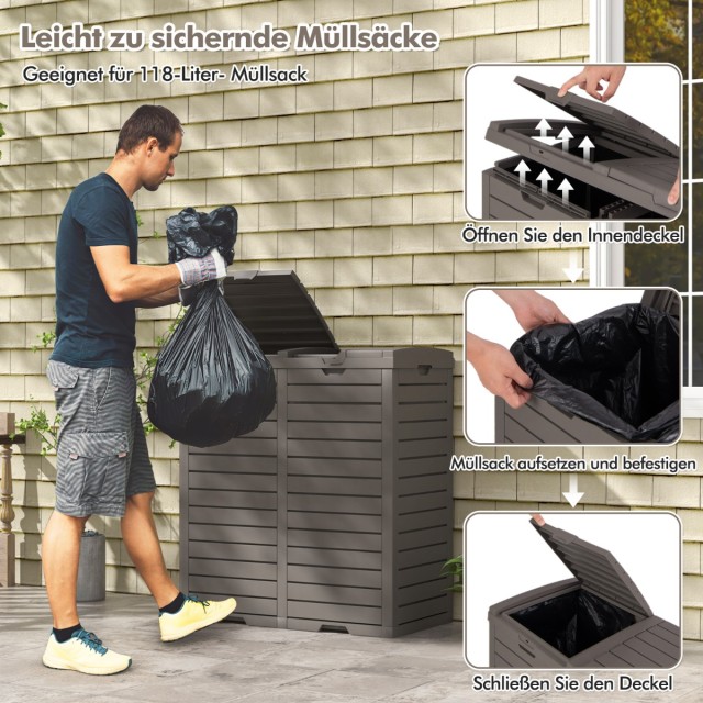 Costway Διπλός Εξωτερικός Κάδος Απορριμμάτων 235L με Δύο Θήκες και ... Costway Διπλός Εξωτερικός Κάδος Απορριμμάτων 235L με Δύο Θήκες και ...