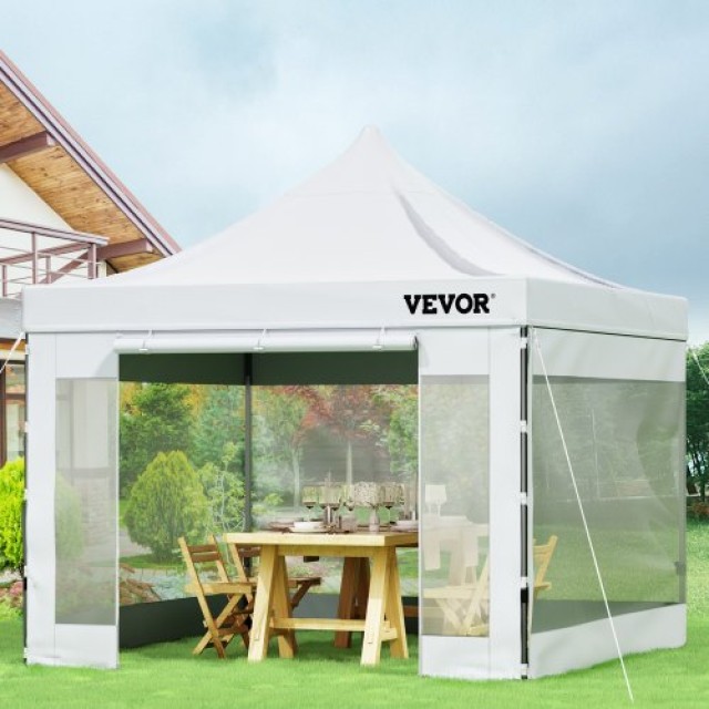 VEVOR  10x10 Πτυσσόμενη Τέντα με Αφαιρούμενα Πλευρικά και Τροχήλατη Τσάντα, Λευκή DCSLTZP1010FTX08HV0