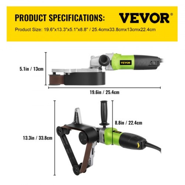 VEVOR 800W Τριβείο Σωλήνων για Ανοξείδωτο Ατσάλι, 180mm, 6 Ταχύτητες, 3000RPM  MDQYGDMJ000000001V2