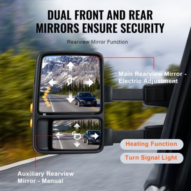 VEVOR Ηλεκτρικοί Καθρέπτες Ρυμούλκησης για Ford F250-F550 (2008-2016) Αναδιπλούμενοι  QYJHZKFTF250VYPC4V9