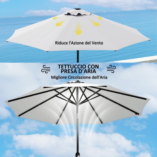 Outsunny Ανταλλακτικό Κάλυμμα για Ομπρέλα 3 μ με 8 Ακτίνες, Πολυεστέρας Αντι-UV 50+, Κρέμα 84D-424V00CW