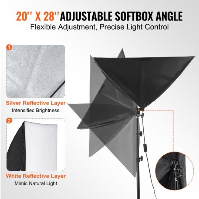 VEVOR  Σετ Φωτισμού Softbox 20x28 ιντσών 45W LED 3000-6500K για Φωτ...