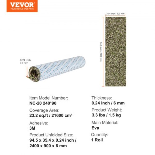 VEVOR Δάπεδο Σκάφους EVA Foam 94.5 x 35.4, Αντιολισθητικό Αυτοκόλλητο, 23.2 τ.π. για Σκάφη  CBZZFHPMDDCLBJS48V0