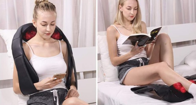 Συσκευή Μασάζ Shiatsu Αυχένα-Πλάτης-Σώματος με Θερμότητα και Ηχείο Μαύρο 5907451367285 VERK GROUP