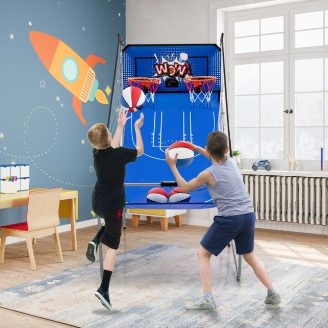 Μπασκέτα Arcade 8 σε  1 με  4 Μπάλες Χρώματος Σκούρο Μπλε COSTWAY SP38115JU