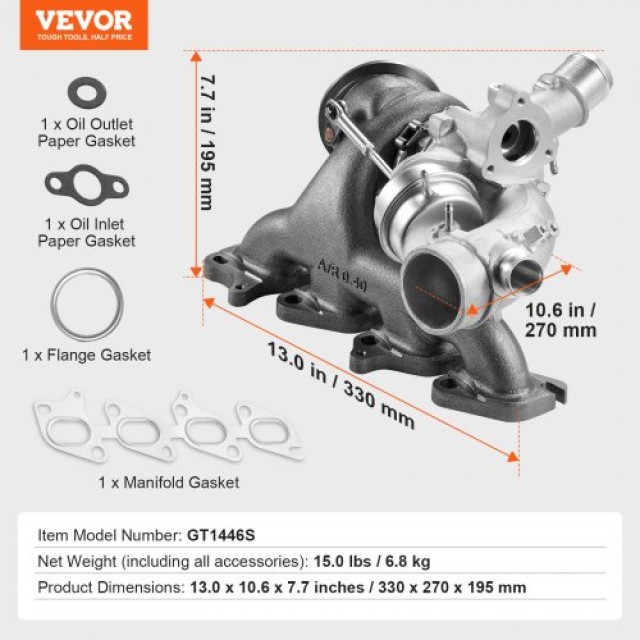 VEVOR  Σετ Τουρμπίνας για Κινητήρες Chevy Cruze 2011-2019 1.4T WLZYQZJCHEVYRCT2CV0