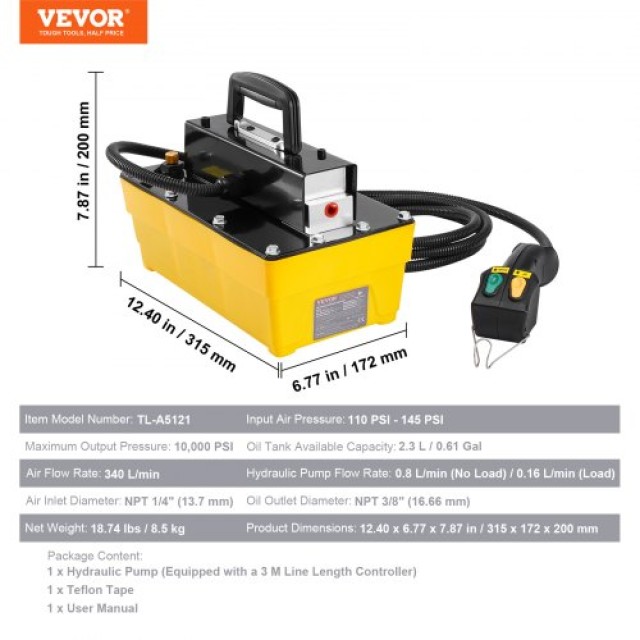 VEVOR  Αεροϋδραυλική Αντλία 10,000PSI για Μηχανήματα Πλαισίων CGKQB...