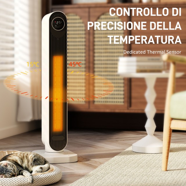 HOMCOM Θερμοανεμιστήρας ABS 2000W με Τηλεχειριστήριο, Περιστροφή κα...