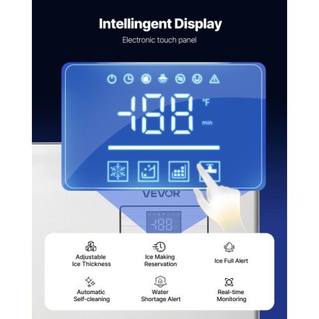 VEVOR Επαγγελματική Παγομηχανή 250 kg/Ημέρα από Ανοξείδωτο Ατσάλι μ...