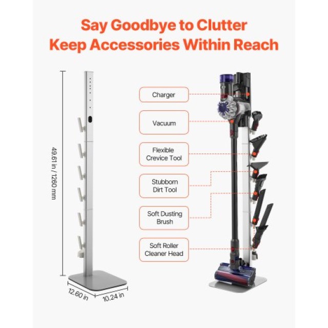 VEVOR Βάση Στήριξης Σκούπας Dyson Γκρι XCQZJDSLSBYGSNQ90V0