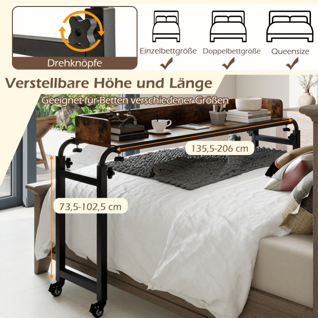 Costway Πολυλειτουργικό Κλινικό Τραπέζι με Ρόδες και Ρυθμιζόμενο Ύψ...