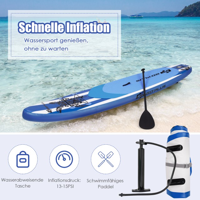 Costway  Φουσκωτή σανίδα Stand Up Paddle με αντιολισθητική επιφάνει...