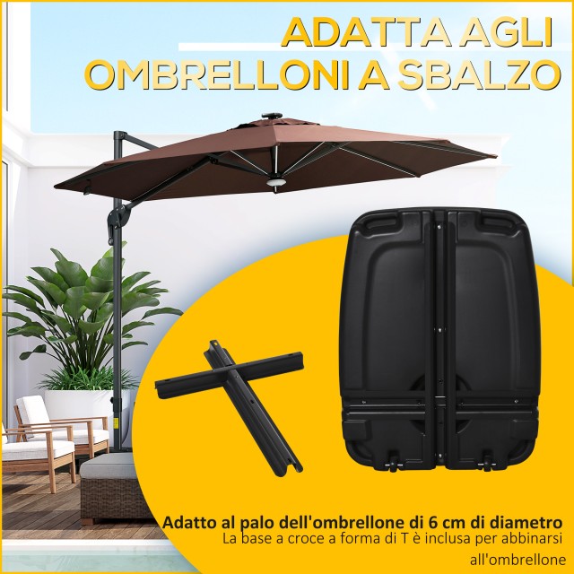 Outsunny Βάση για Ομπρέλα με Βραχίονα Γεμιζόμενη έως 75 κιλά με Περιλαμβανόμενη Βάση σε Σχήμα Τ, 80x60x17 εκ., Μαύρο 84D-148