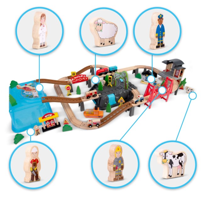 Ξύλινο Τρενάκι Πόλη 100 τεμάχια για 3+ Ετών RK-879 Ricokids