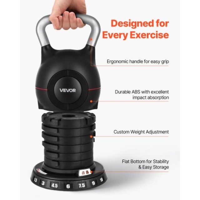 VEVOR Ρυθμιζόμενο Kettlebell με 7 Επίπεδα Βάρους HLKDHS1588KGL8BX1002V0