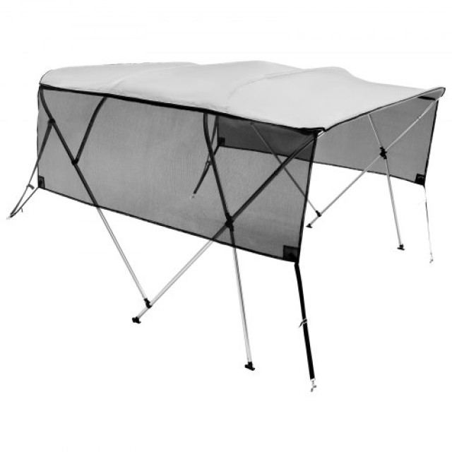 VEVOR 4 Bow Bimini Top Σκίαστρο Σκάφους, Αποσπώμενα Πλέγματα, 600D Πολυεστέρας με Σκελετό Αλουμινίου, Περιλαμβάνει Θήκη Αποθήκευσης, 2 Υποστηρικτικές Ράβδοι, 2 Ιμάντες, 8L x 54H x 91-96W, Ανοιχτό Γκρι  4GCYZYPDCL8LDA81UV0
