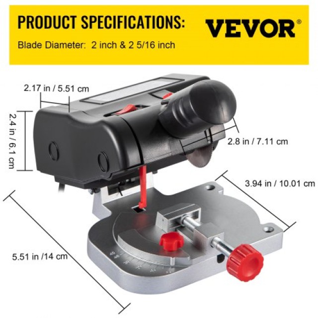 Μίνι Πριόνι VEVOR για Μέταλλο & Ξύλο, 0~45° για Χόμπι & Κατασκευές  MN7800RPM220VVW6JV2
