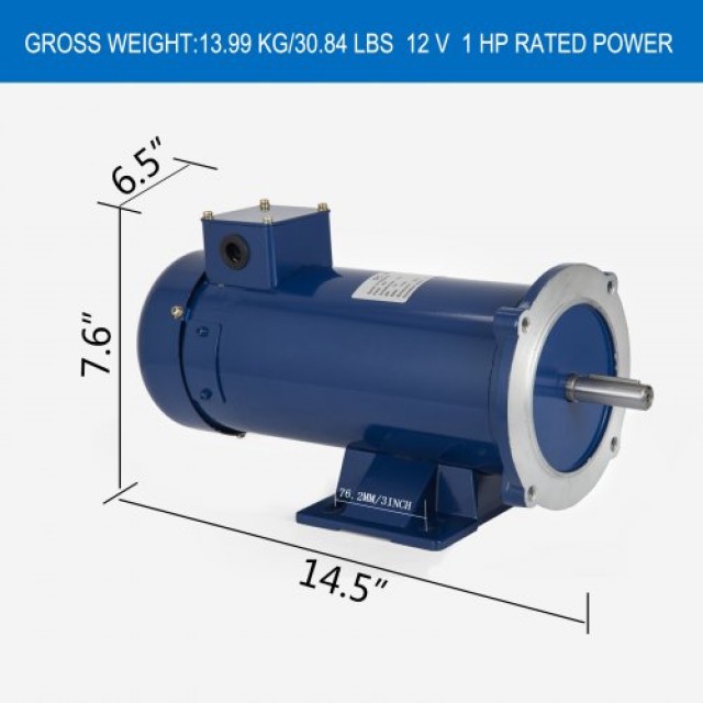 Κινητήρας 12V DC, 1HP, 56C, 1750RPM, TEFC, Μόνιμος Μαγνήτης, Καινού...