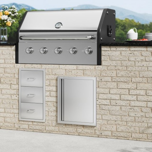 Πόρτα BBQ VEVOR 457x533 mm Ανοξείδωτη για Εξωτερική Κουζίνα  DMABSCJM18X25F9BVV0