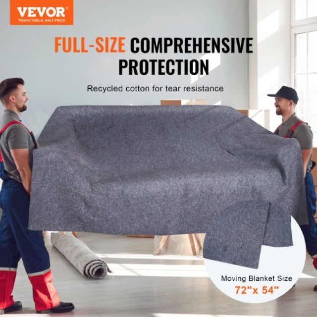Κουβέρτες Μετακόμισης VEVOR, 72 x 54, 21 lbs/dz, 12 τεμ., Επαγγελματικές Ανακυκλωμένες Βαμβακερές Κουβέρτες Προστασίας  DCBYT72X54INR64KOV0