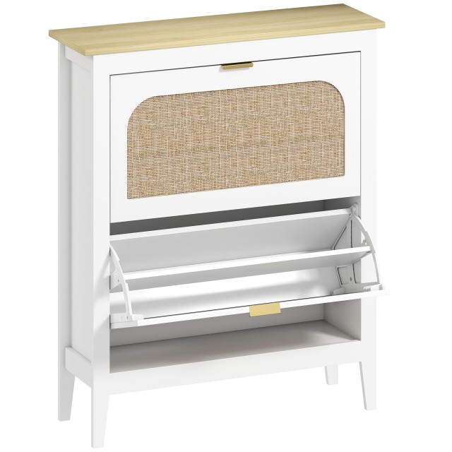 HOMCOM Σκαμπό Slim Boho Στυλ με 2 Ανακλινόμενα Συρτάρια για 14 Ζευγ...