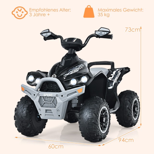 Costway Ηλεκτρικό Παιδικό Quad 12V με Μουσική, Κόρνα και LED Φώτα -...