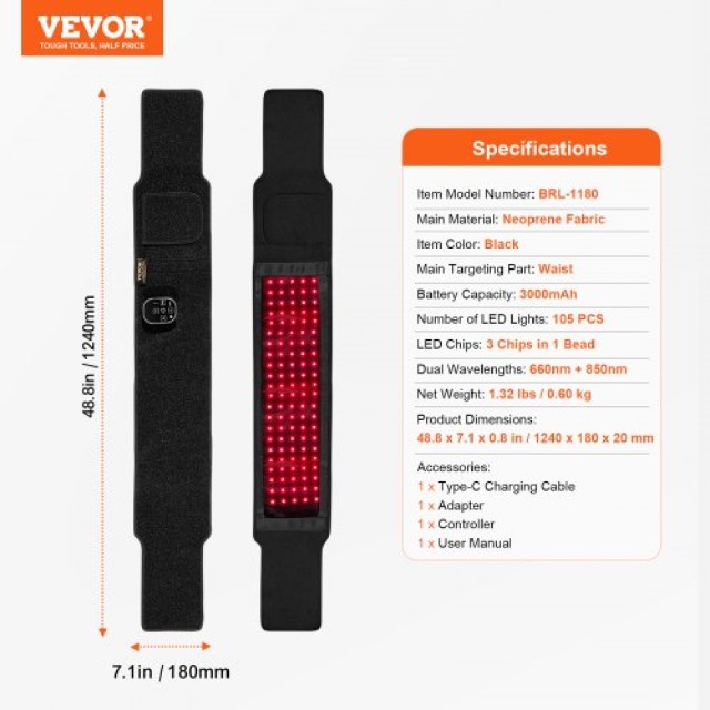 VEVOR  Ζώνη Φωτοθεραπείας για Μέση 660&850nm με 105 LED HGCDSBYBDDC1IPJPLV2