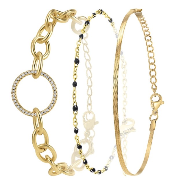 So Charm Σετ 3 Βραχιόλια διακοσμημένα με Κρύσταλλα Swarovski, Χρυσό...