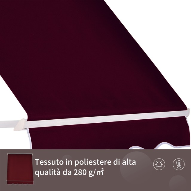 Outsunny drop-down τέντα με ρολό και ρυθμιζόμενη γωνία 0-120°, 180×70 cm, κόκκινο 01-0152