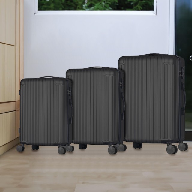 PROVITERA  Σετ 3 Σκληρές Βαλίτσες Raito με Ρόδες Easy Roll Τρόλεϊ Ταξιδιού Μαύρο 02841844