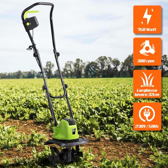 BAKAJI  Σκαπτικό 750W Ηλεκτρικό Σκαπτικό Φρέζα Ηλεκτρική Πλάτος Εργ...