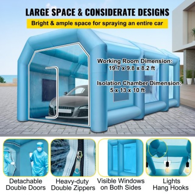 Φουσκωτή Τέντα VEVOR 26x13x10Ft με 2 Φυσητήρες για Βαφή Αυτοκινήτων  ZP8X4X3MPQZH00001V2