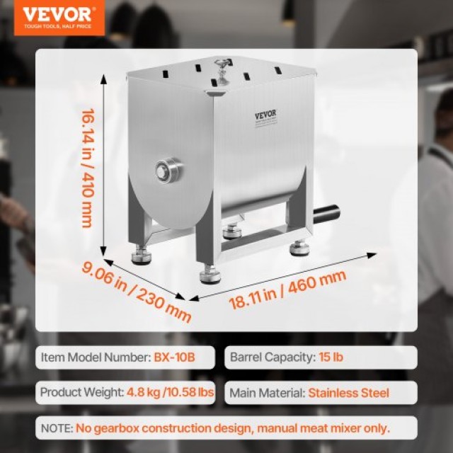 VEVOR Χειροκίνητος Αναμεικτήρας Κρέατος 15L για Λουκάνικα SYRLJBJBK...