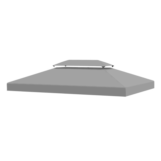 Outsunny 4x3m 2 Tier Polyester Gazebo κάλυμμα με ιμάντες και 10 οπές αποστράγγισης, γκρι 84C-102MX