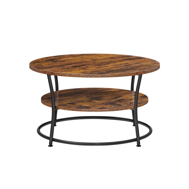 VASAGLE Στρογγυλό Τραπεζάκι Καφέ με Ρουστίκ 80x80x46.5cm Καφέ Επιφάνεια και Μαύρο Σιδερένιο Σκελετό LCT80BX