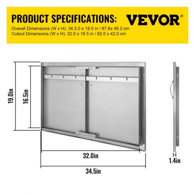 Πόρτα BBQ 34 x 19 Ανοξείδωτη για Εξωτερικό Χώρο  34.5X19YCBXGSKCGMV0