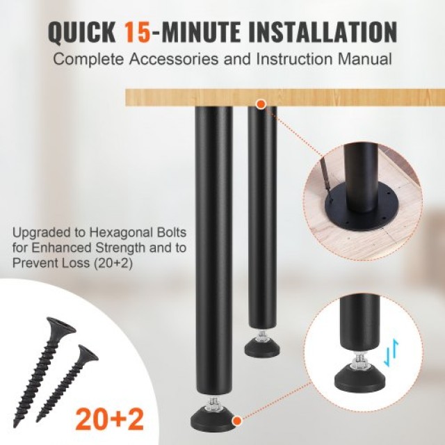 Ρυθμιζόμενα Πόδια Γραφείου VEVOR 406.4MM, Σετ 4 Βαρέως Τύπου, Μαύρα...