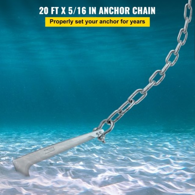 Αλυσίδα Άγκυρας VEVOR, 20 x 5/16 Ανοξείδωτη Αλυσίδα, 3/8 Κρίκος Άγκ...