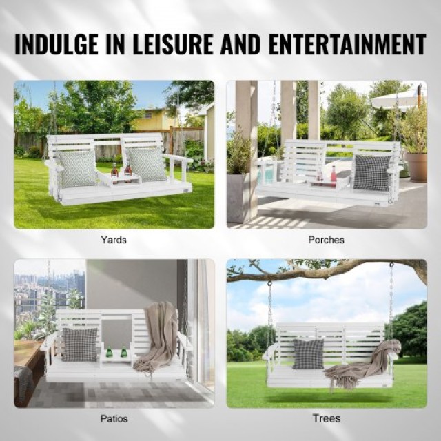 Ξύλινη Κρεμαστή Κούνια Βεράντας 60 VEVOR - Λευκή  MLQQCMK5YC00R2Q5LV0