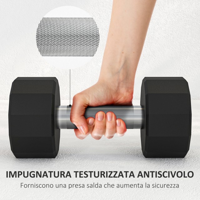 SPORTNOW Σετ 2 Αλτήρες 12 Πλευρών 15 κιλών από Μέταλλο και Καουτσούκ με Αντιολισθητική Λαβή 26x15.5x15.5 εκ Μαύρο A91-343V07BK