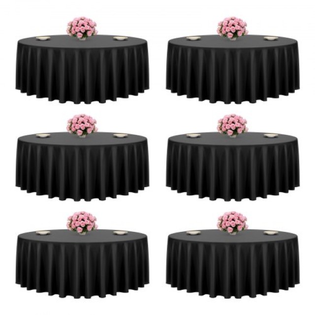 VEVOR Σετ 6 Στρογγυλών Μαύρων Τραπεζομάντηλων, 120 ίντσες DLZB120YC...