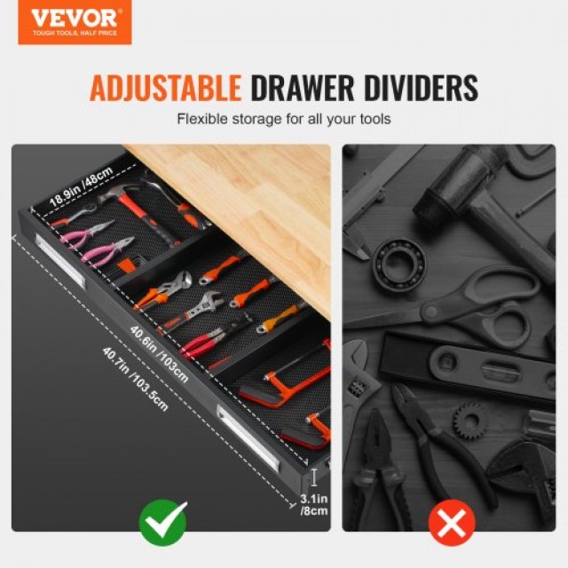VEVOR 48 Πάγκος Εργασίας με Ρόδες και Συρτάρι 1500 lbs  LDSGZTSM4824MOD2JV0