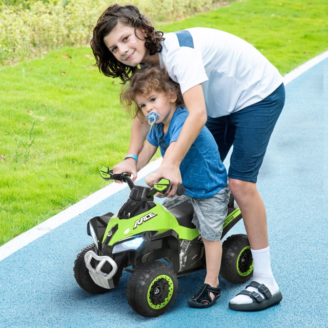 HOMCOM Quad για Παιδιά 18-36 Μηνών με Χειροκίνητη Πίεση με Ενσωματωμένα σε PP και Μέταλλο 44x67.5x38 cm Πράσινο 370-096GN